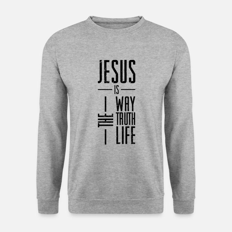 jesus weg wahrheit ewiges leben - Unisex Pullover - Weißgrau meliert