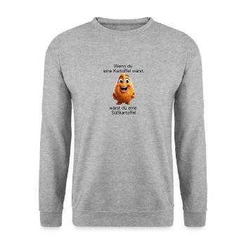 Süßkartoffel - Unisex Pullover - Weißgrau meliert - Vorne - Alina (178cm) & Michal (187cm)