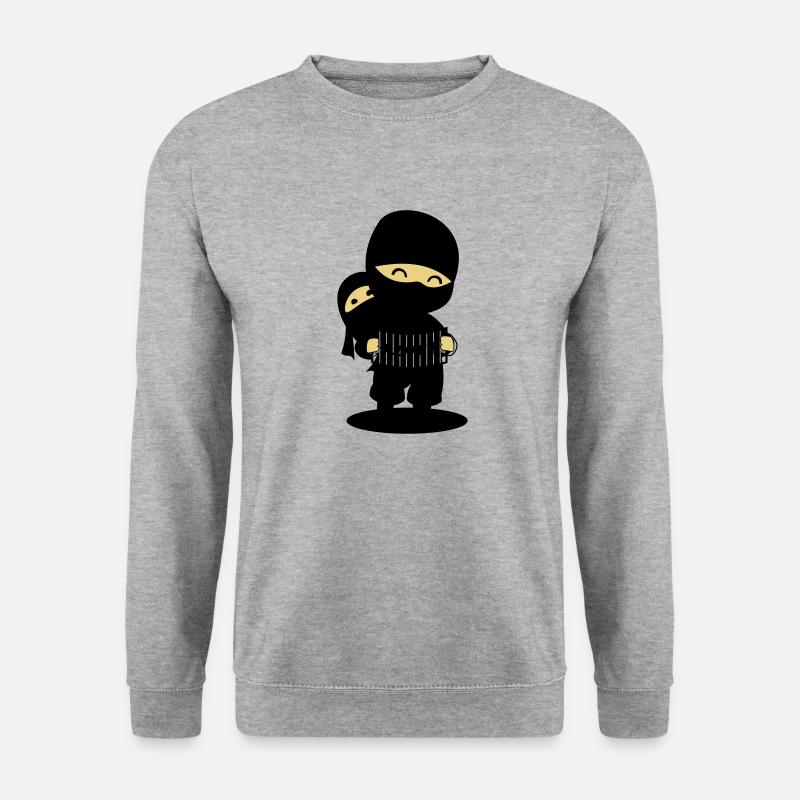 Cooler Japanischer Ninja - Unisex Pullover - Weißgrau meliert