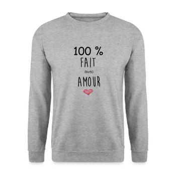 100% FAIT AVEC AMOUR - Sweat-shirt Unisexe - gris chiné - Devant - Alina (178cm) & Michal (187cm)