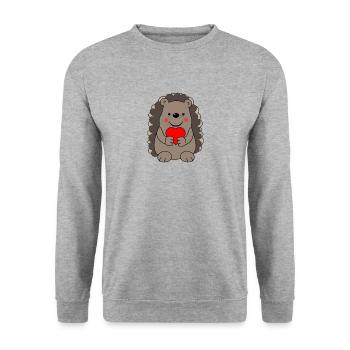 Hérisson avec un cœur - Sweat-shirt Unisexe - gris chiné - Devant - Alina (178cm) & Michal (187cm)