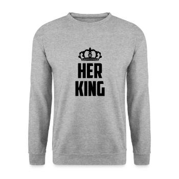 Her King - Unisex Sweatshirt - salt & pepper - Front - Alina (178cm) & Michal (187cm)