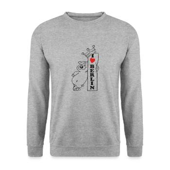 i love berlin - Unisex Pullover - Weißgrau meliert - Vorne - Alina (178cm) & Michal (187cm)