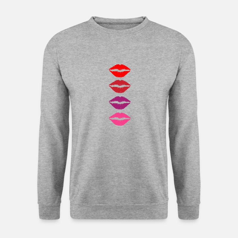 Lippenstift Kussmund - Unisex Pullover - Weißgrau meliert
