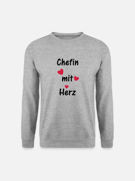 Chefin mit Herz - Unisex Pullover - Weißgrau meliert
