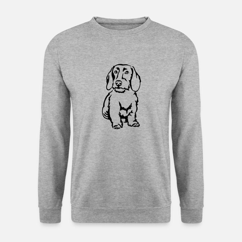 Dackel - Unisex Pullover - Weißgrau meliert