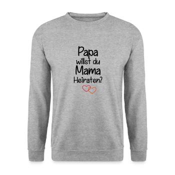 Papa willst du Mama Heiraten? - Unisex Pullover - Weißgrau meliert - Vorne - Alina (178cm) & Michal (187cm)