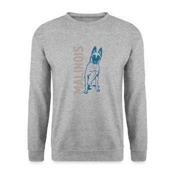 Malinois Silhouette Chien Berger Belge - Sweat-shirt Unisexe - gris chiné - Devant - Alina (178cm) & Michal (187cm)