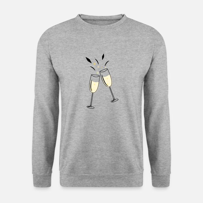 Sektglas Prost - Unisex Pullover - Weißgrau meliert