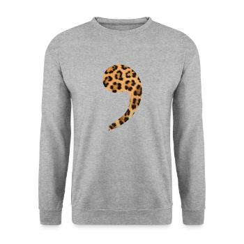 leopard comma trend gift idea punctuation - Unisex Sweatshirt - salt & pepper - Front - Alina (178cm) & Michal (187cm)