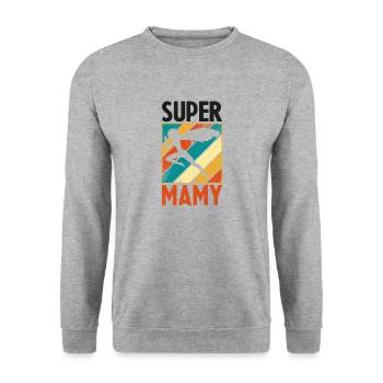 SUPER mamie - Sweat-shirt Unisexe - gris chiné - Devant - Alina (178cm) & Michal (187cm)