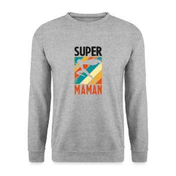 super MAMAN - Sweat-shirt Unisexe - gris chiné - Devant - Alina (178cm) & Michal (187cm)
