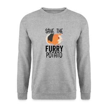 Rette die pelzige Kartoffel - Unisex Pullover - Weißgrau meliert - Vorne - Alina (178cm) & Michal (187cm)