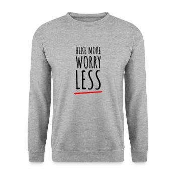 Randonnée Plus Souciez-vous moins. Conception de randonnée pédestre - Sweat-shirt Unisexe - gris chiné - Devant - Alina (178cm) & Michal (187cm)