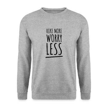 Randonnée Plus Souciez-vous moins. Conception de randonnée pédestre - Sweat-shirt Unisexe - gris chiné - Devant - Alina (178cm) & Michal (187cm)