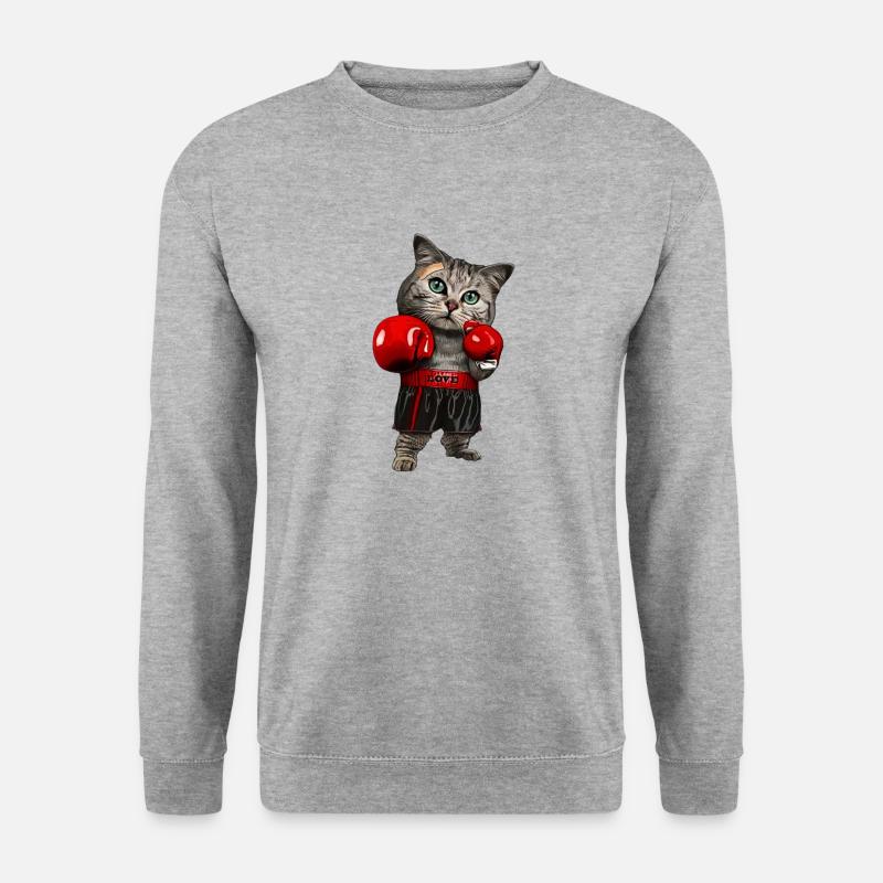 Katzenbox - Unisex Pullover - Weißgrau meliert