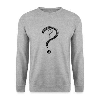 question mark gift t-shirt man woman - Unisex Sweatshirt - salt & pepper - Front - Alina (178cm) & Michal (187cm)
