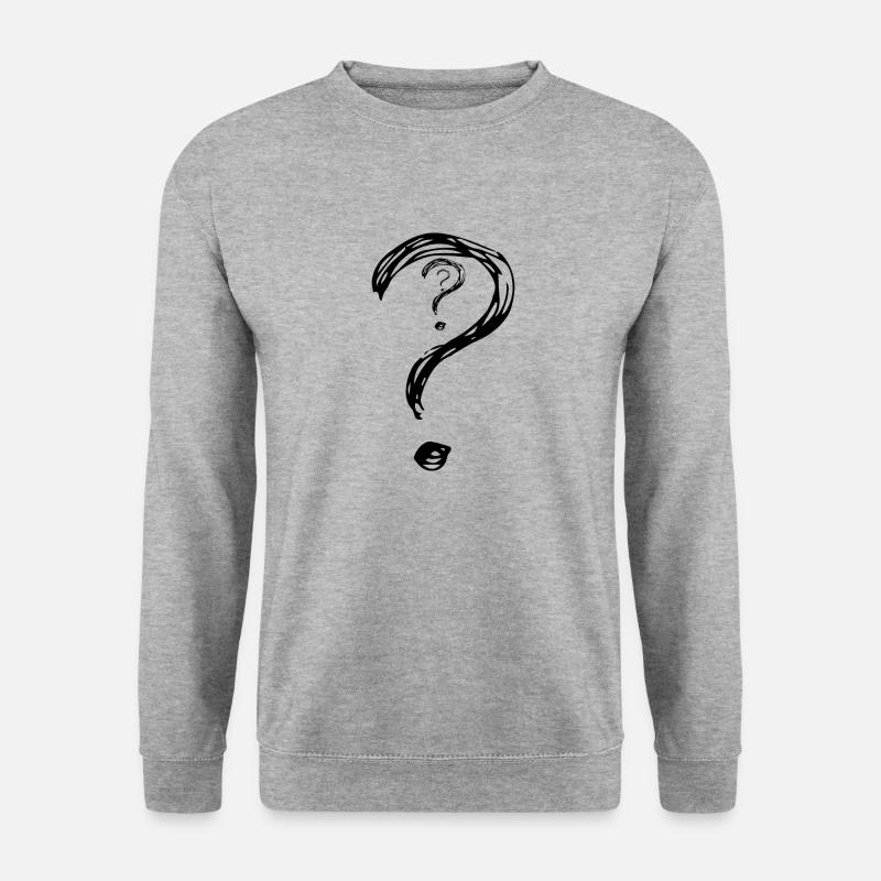 Fragezeichen Geschenk T-Shirt Mann Frau - Unisex Pullover - Weißgrau meliert
