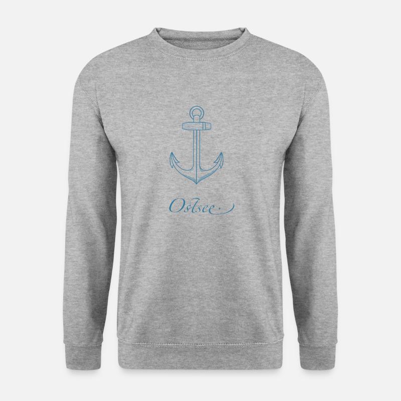 Ostsee Anker - Unisex Pullover - Weißgrau meliert