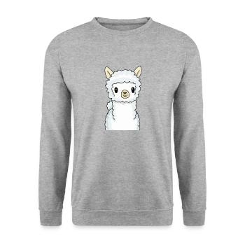 Baby Lama Baby Alpaka Lustig - Unisex Pullover - Weißgrau meliert - Vorne - Alina (178cm) & Michal (187cm)