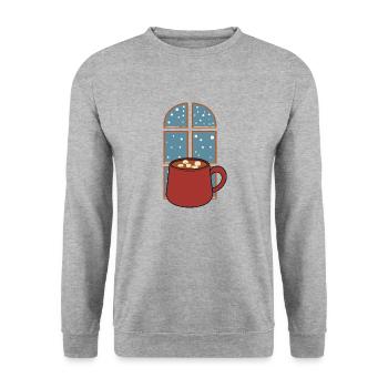 Winter Hot Chocolater Cozy Winter Season Hiking - Unisex Sweatshirt - salt & pepper - Front - Alina (178cm) & Michal (187cm)