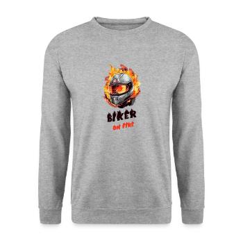 Biker on fire - Unisex Pullover - Weißgrau meliert - Vorne - Alina (178cm) & Michal (187cm)