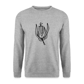 Flower Blume Pflanze - Unisex Pullover - Weißgrau meliert - Vorne - Alina (178cm) & Michal (187cm)