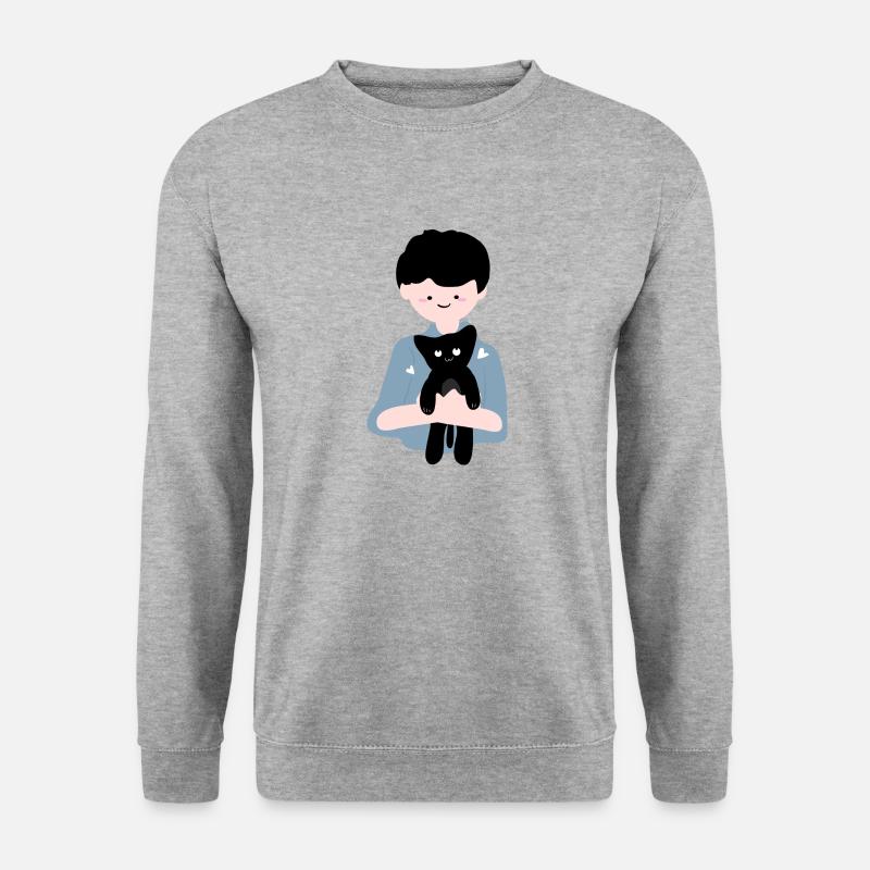 Cat sits in human palm4 - Unisex Sweatshirt - salt & pepper