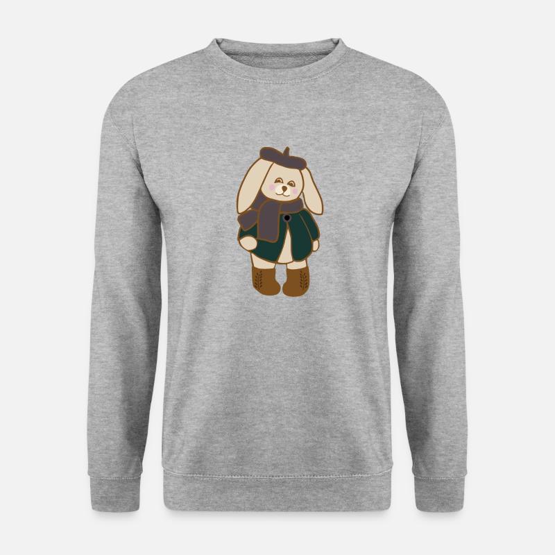 Hase im Herbst - Unisex Pullover - Weißgrau meliert