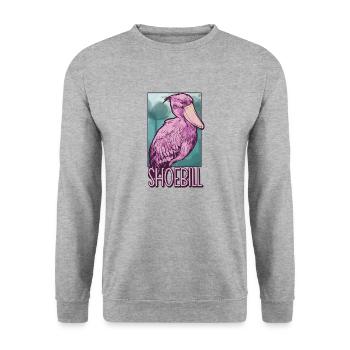Bec-de-chaussure Ornithologue Forêt I Cadeau - Sweat-shirt Unisexe - gris chiné - Devant - Alina (178cm) & Michal (187cm)