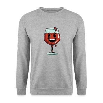 Glass of smiling wine - Unisex Sweatshirt - salt & pepper - Front - Alina (178cm) & Michal (187cm)