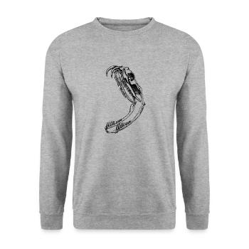 Schlangen Schädel - Unisex Pullover - Weißgrau meliert - Vorne - Alina (178cm) & Michal (187cm)