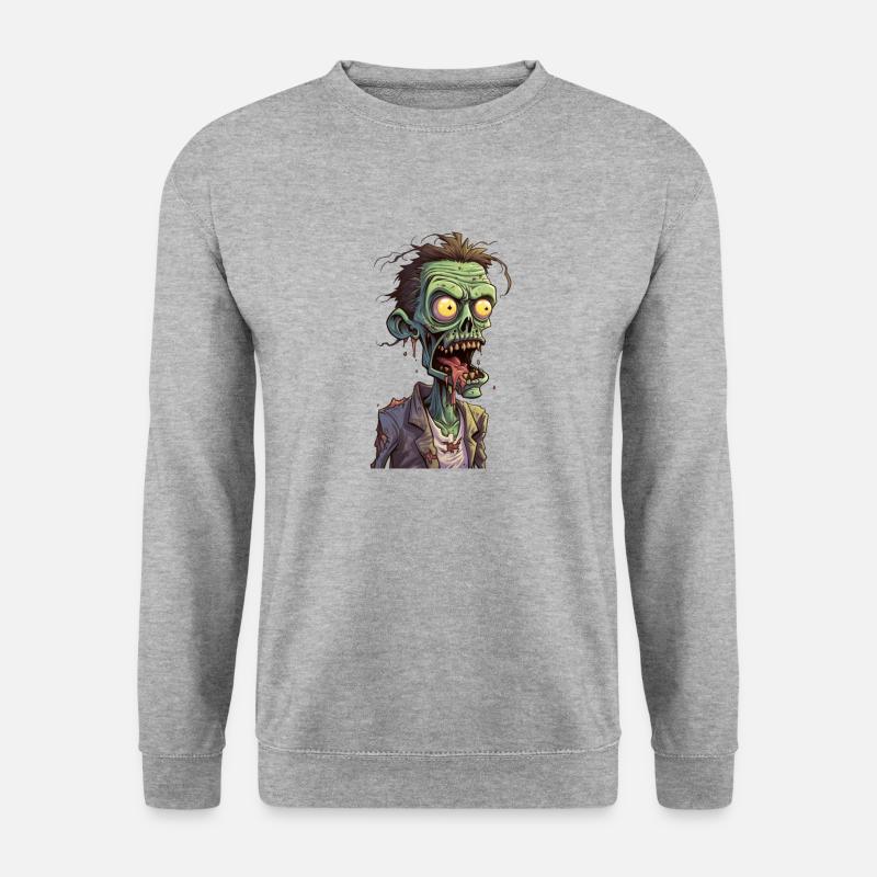 Cartoon Zombie Gruselig - Unisex Pullover - Weißgrau meliert