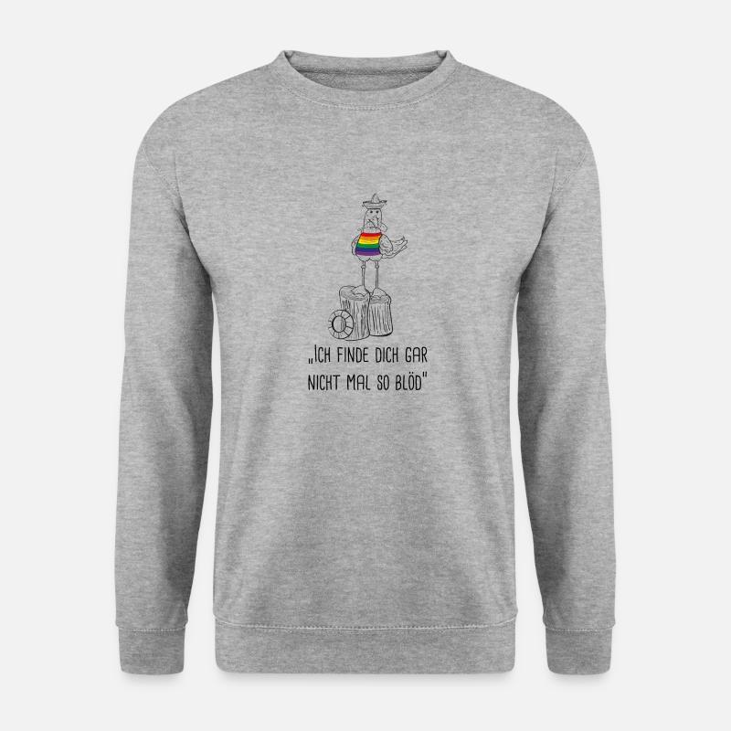 Möwe "Ich find dich gar nicht mal so blöd" - Unisex Pullover - Weißgrau meliert