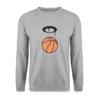 Ballon de basket 5 0 Plan de travail 1 - Sweat-shirt Unisexe - gris chiné - Devant - Alina (178cm) & Michal (187cm)