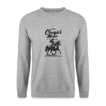 Western Reiten Mama Geschenk für Pferdeliebhaber - Unisex Pullover - Weißgrau meliert - Vorne - Alina (178cm) & Michal (187cm)
