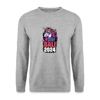 Bali 2024 Einhorn - Unisex Pullover - Weißgrau meliert - Vorne - Alina (178cm) & Michal (187cm)