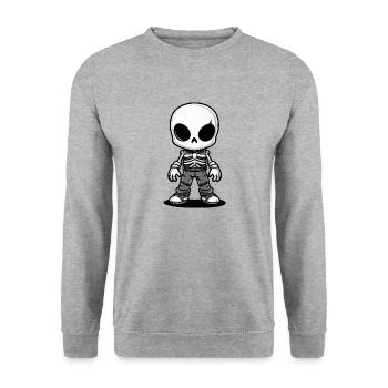 Skelett Comic Halloween - Unisex Pullover - Weißgrau meliert - Vorne - Alina (178cm) & Michal (187cm)