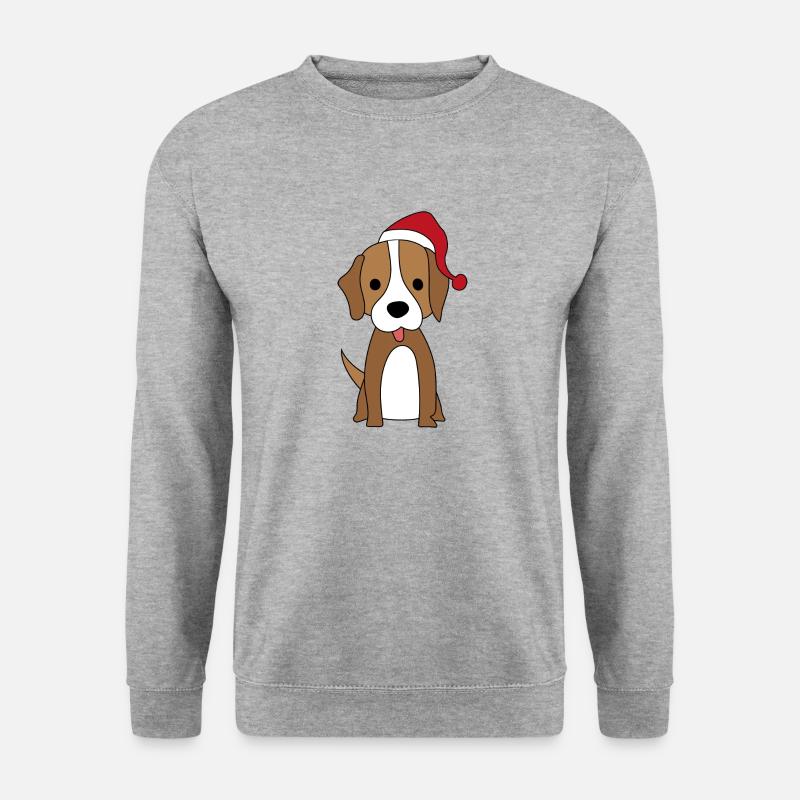 Hunde und Weihnachten - Unisex Pullover - Weißgrau meliert