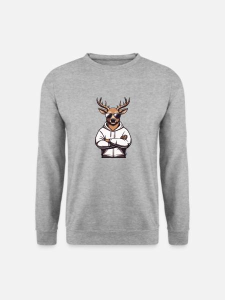 Reh Sonnenbrille Comic - Unisex Pullover - Weißgrau meliert
