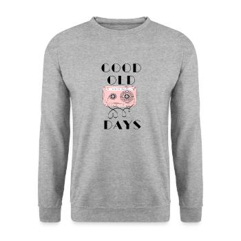 Good Old Days weiße Kassette - Unisex Pullover - Weißgrau meliert - Vorne - Alina (178cm) & Michal (187cm)