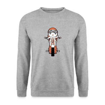 Bird Motorcycle Riding Biker Motorcyclist Hobby - Unisex Sweatshirt - salt & pepper - Front - Alina (178cm) & Michal (187cm)