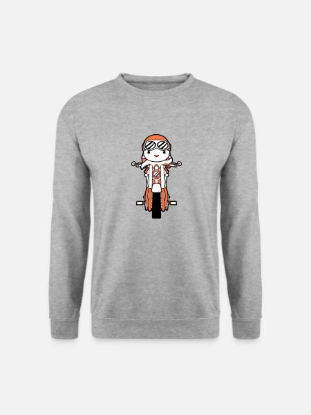 Vogel Motorrad fahren Biker Motorradfahrer Hobby - Unisex Pullover - Weißgrau meliert