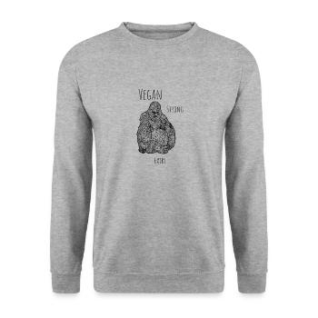vegan strong hairy gorilla - Unisex Sweatshirt - salt & pepper - Front - Alina (178cm) & Michal (187cm)