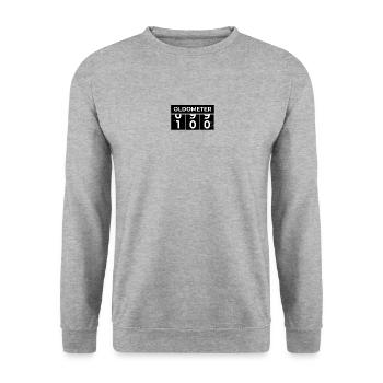 Oldometer 100th Birthday Funny Slogan Turning 100 - Unisex Sweatshirt - salt & pepper - Front - Alina (178cm) & Michal (187cm)