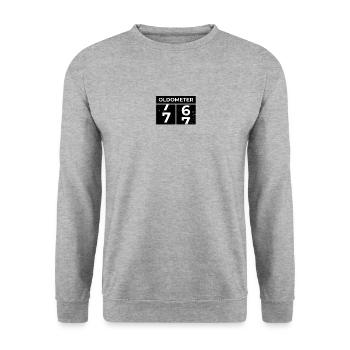 Oldomètre 77e anniversaire drôle slogan Turning 77 - Sweat-shirt Unisexe - gris chiné - Devant - Alina (178cm) & Michal (187cm)