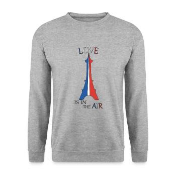 Paris Love Design - Sweat-shirt Unisexe - gris chiné - Devant - Alina (178cm) & Michal (187cm)