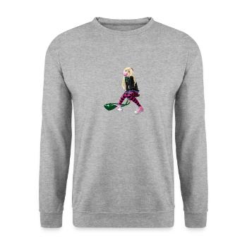 Manga Girl - Unisex Pullover - Weißgrau meliert - Vorne - Alina (178cm) & Michal (187cm)
