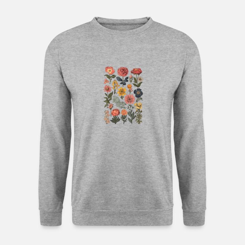 Vilde blomster Botanisk blomster sommerblomster - Unisex sweater - hvidgrå meleret