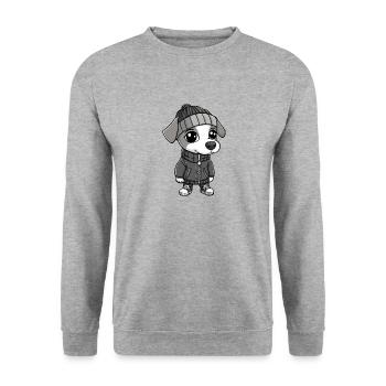 Whippet Hund Winter - Unisex Pullover - Weißgrau meliert - Vorne - Alina (178cm) & Michal (187cm)